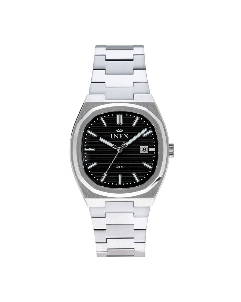 Herre Square Stål / Sort 38mm