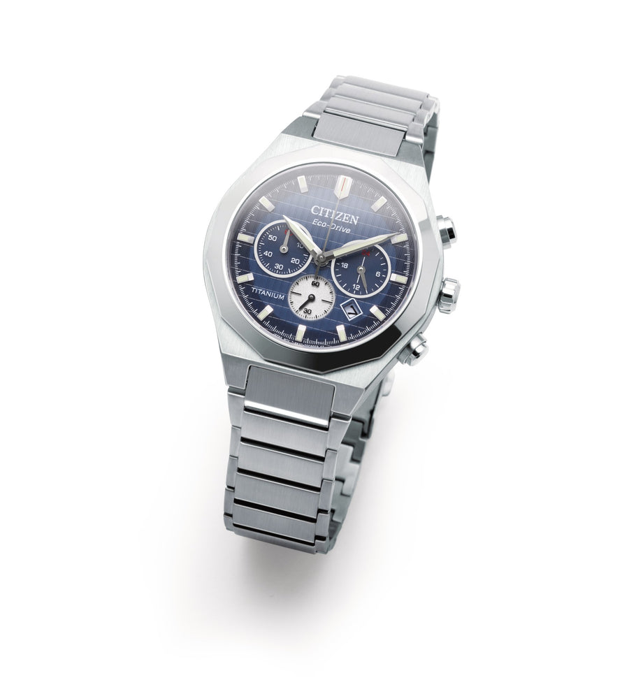 Titan Eco-Drive Sølvfarget / Blå 41mm