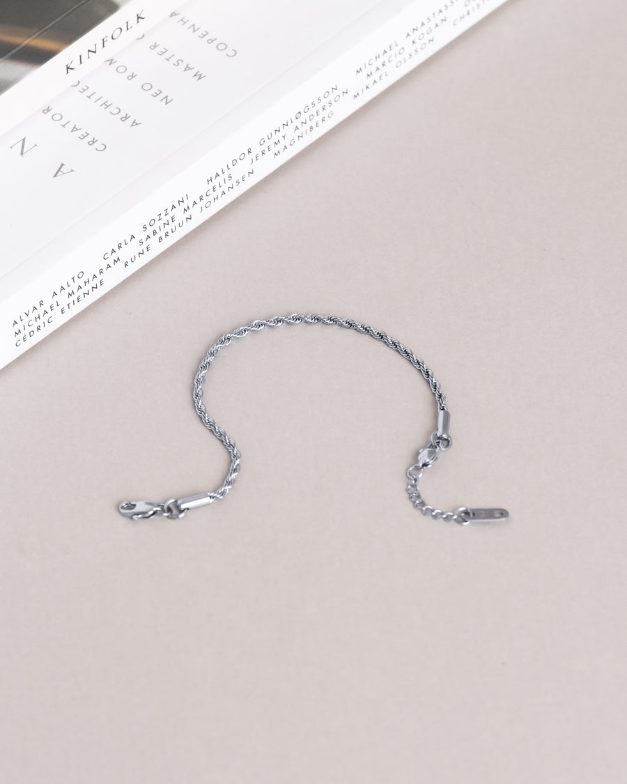 Thin Rope Bracelet Silver Medium