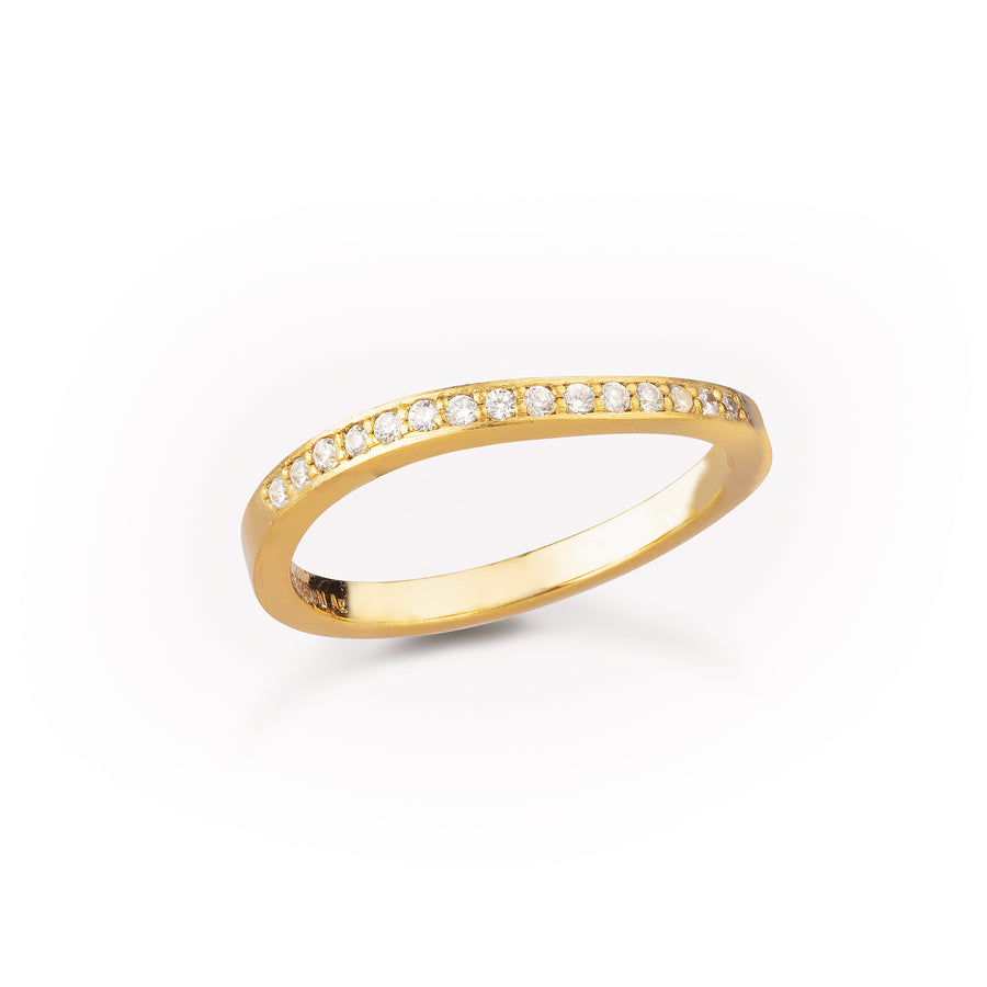 Ocean Flow Band Sparkle Ring Gold - 58