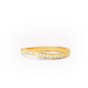 Ocean Flow Band Sparkle Ring Gold