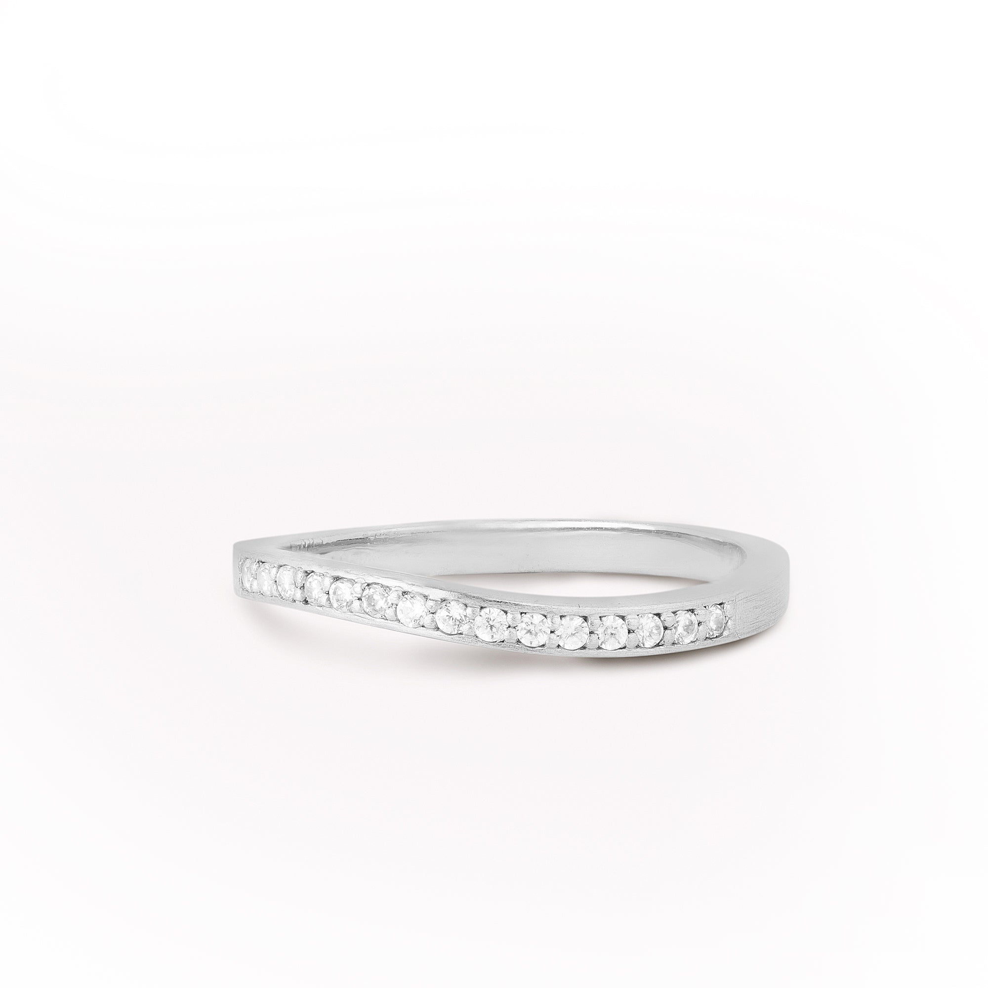 Ocean Flow Band Sparkle Ring Silver - 56