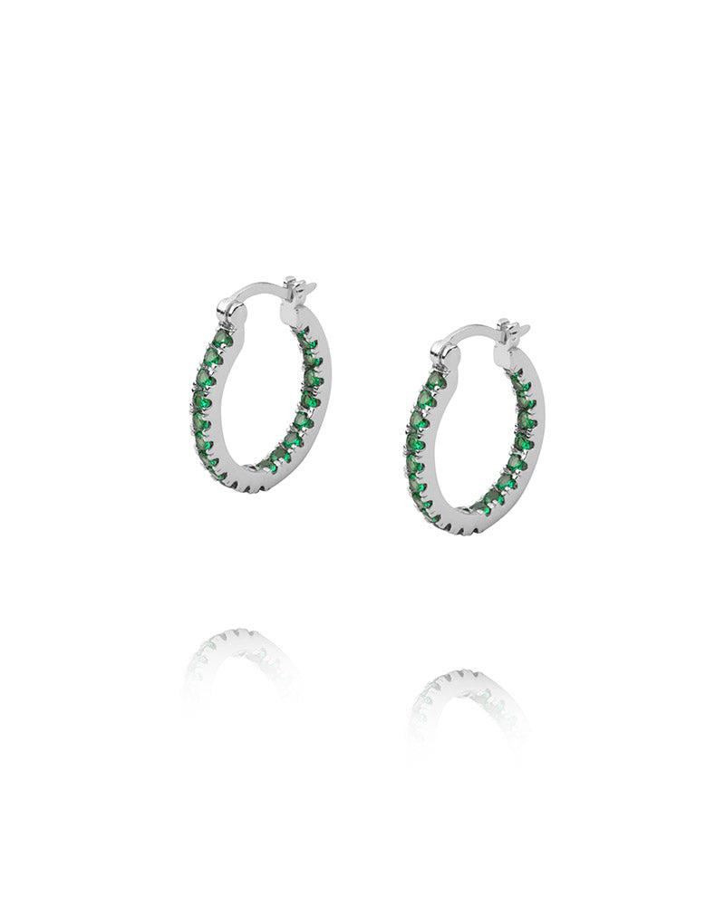 Lunar Earrings Silver / Green Large