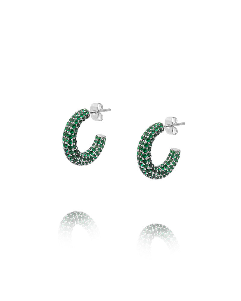 Glasier Earrings Silver / Green Large