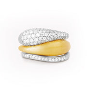 Ocean Flow Band Sparkle Ring Silver