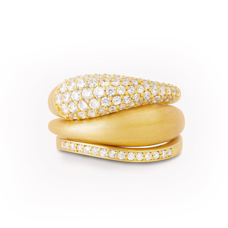 Ocean Flow Band Sparkle Ring Gold - 60